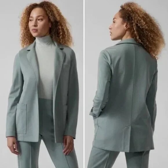 Athleta Jackets & Blazers - Athleta Eastbound  Minimal Light Blue Stretch Everyday Comfort Jacket Blazer 4